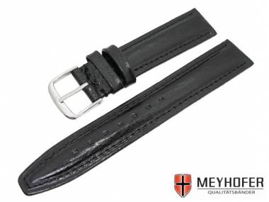 Watch band -Strassburg- 16mm black elegant grain by MEYHOFER - Bild vergr��ern 
