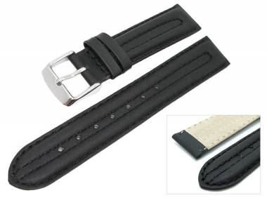 TOP: Watch band 20mm leather black chrono style (width of buckle 18 mm) - Bild vergr��ern 
