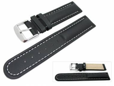 TOP: Watch band 24mm leather black SPORTS band (width of buckle 22 mm) - Bild vergr��ern 