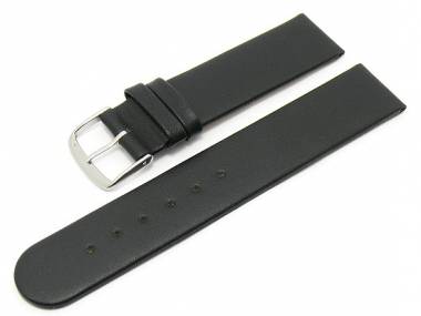 Watch band 18mm black leather smooth without seam (width of buckle 18 mm) - Bild vergr��ern 