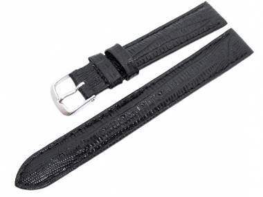 Watch band 12mm black teju-grain (width of buckle 12 mm) - Bild vergr��ern 