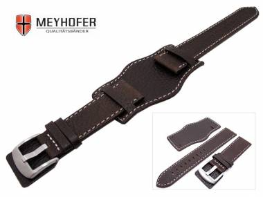 Watch band -Tempelhof- 18mm dark brown Aviator style leather backing pad grained surface - Bild vergr��ern 