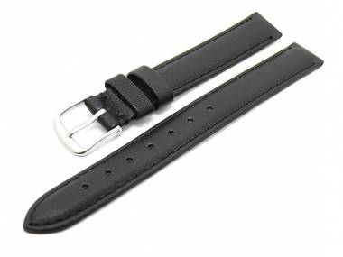 TOP: Watch band CLASSIC STANDARD leather black with seam 12mm (width of buckle 12 mm) - Bild vergr��ern 