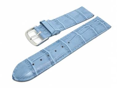 Watch band 24mm leather light blue alligator grain with seam (width of buckle 22 mm) - Bild vergr��ern 