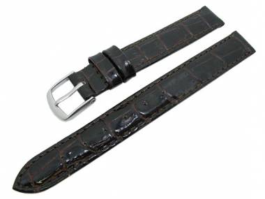 Watch band XL 12mm dark brown alligator grain (width of buckle 12 mm) - Bild vergr��ern 