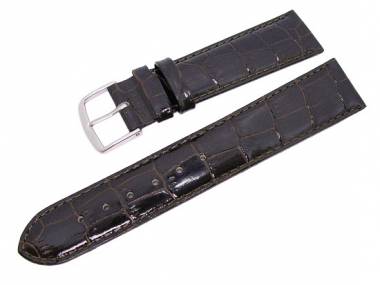 Watch band XL 16mm dark brown alligator grain (width of buckle 16 mm) - Bild vergr��ern 