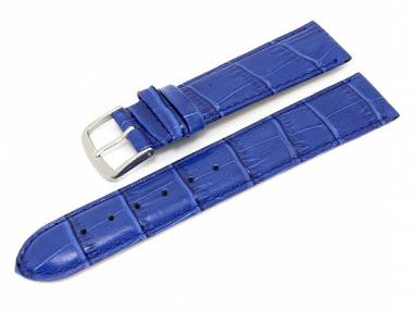Watch band 24mm leather cobalt blue alligator grain with seam (width of buckle 22 mm) - Bild vergr��ern 