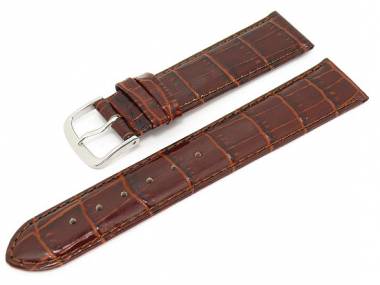Watch band 28mm leather auburn alligator grain with seam (width of buckle 26 mm) - Bild vergr��ern 