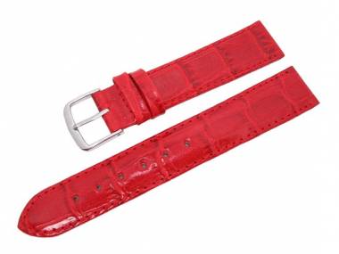 Watch band 24mm leather red alligator grain with seam (width of buckle 22 mm) - Bild vergr��ern 