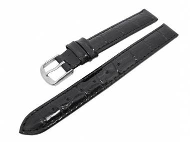 Watch band XL 12mm black alligator grain (width of buckle 12 mm) - Bild vergr��ern 