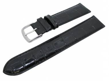TOP: Watch band  18mm leather black ALLIGATOR ELEGANCE with seam (width of buckle 16 mm) - Bild vergr��ern 