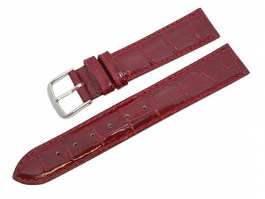 Watch band 24mm leather ruby red alligator grain with seam (width of buckle 22 mm) - Bild vergr��ern 