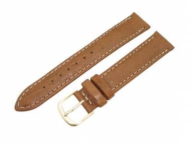 Watch band 18mm light brown genuine ostrich without/few quills EULIT (width of buckle 16 mm) - Bild vergr��ern 