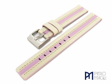Watch band 16mm creme/pink casual design stitched by Piero Magli (width of buckle 16 mm) - Bild vergr��ern 