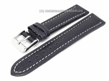 Watch band 21mm dark blue grained surface white seam (width of buckle 20 mm) - Bild vergr��ern 