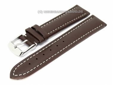 Watch band leather dark brown 24mm white seam (width of buckle 22 mm) - Bild vergr��ern 