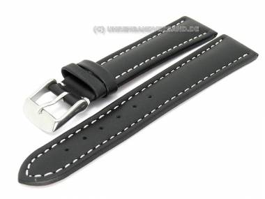 Watch band leather black 18mm white seam (width of buckle 18 mm) - Bild vergr��ern 