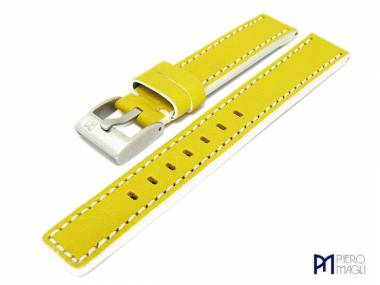 Watch band -Style- 14mm yellow white stitching by Piero Magli (width of buckle 14 mm) - Bild vergr��ern 