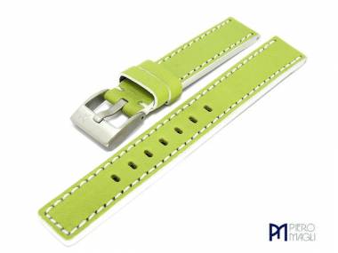Watch band -Style- 16mm light green white stitching by Piero Magli (width of buckle 16 mm) - Bild vergr��ern 