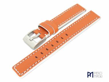 Watch band -Style- 14mm orange white stitching by Piero Magli (width of buckle 14 mm) - Bild vergr��ern 