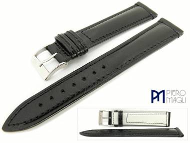 Watch band -English Calf- 20mm black smooth surface by Piero Magli (width of buckle 16 mm) - Bild vergr��ern 