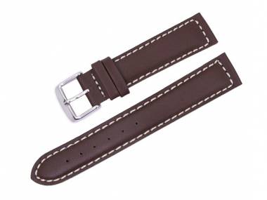 Watch band 22mm dark brown smooth surface white seam (width of buckle 20 mm) - Bild vergr��ern 