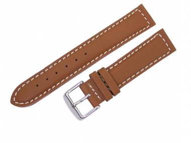Watch band 22mm brown smooth surface beige seam (width of buckle 20 mm) - Bild vergr��ern 
