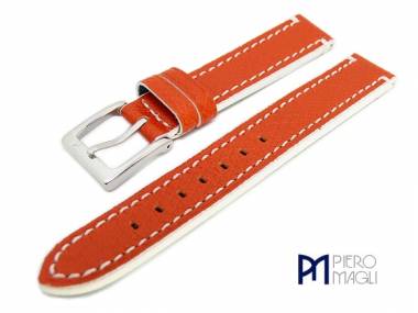 Watch band -Palmellato- 16mm orange grained white stitching Piero Magli (width of buckle 16 mm) - Bild vergr��ern 