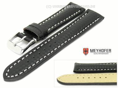 Watch band -Monaco- 18mm black carbon look light colored stitching by MEYHOFER - Bild vergr��ern 