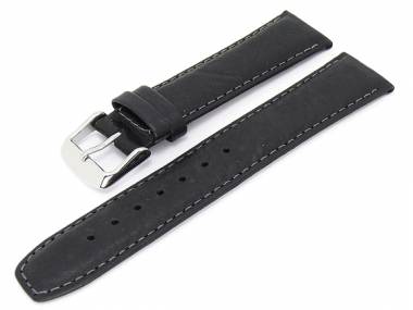 Watch band 18mm black shrunken leather stitched - Bild vergr��ern 