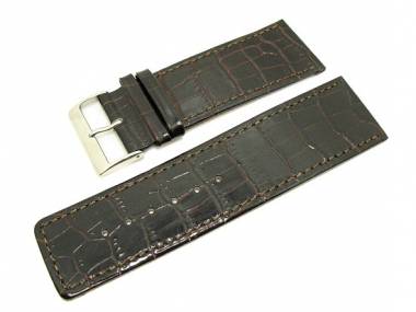 Watch band 30mm dark brown alligator grain (width of buckle 28 mm) - Bild vergr��ern 