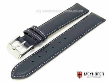 Watch band -Augsburg- 21mm dark blue XL smooth surface light colored stitching by MEYHOFER - Bild vergr��ern 