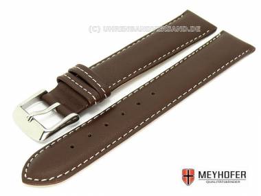 Watch band -Augsburg- 21mm dark brown XL smooth surface light colored stitching by MEYHOFER - Bild vergr��ern 