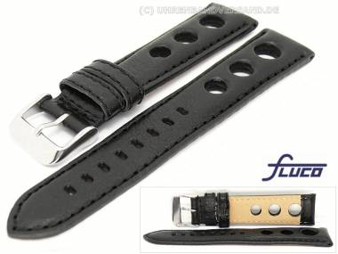 Watch band -Rallye- 22mm black grained surface by Fluco - Bild vergr��ern 