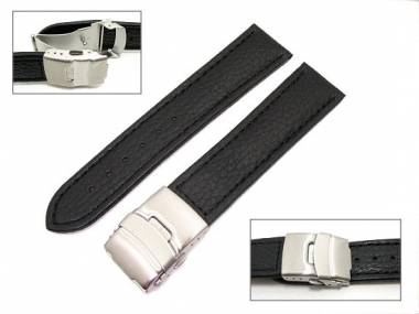 Watch band 18mm black deployant clasp grained surface (width of buckle 18 mm) - Bild vergr��ern 
