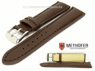 Watch band -Helsinki- 20mm dark brown smooth surface stitched by MEYHOFER - Bild vergr��ern 