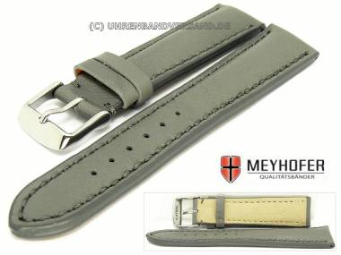 Watch band -Helsinki- 24mm gray smooth surface stitched by MEYHOFER - Bild vergr��ern 