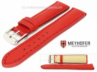 Watch band -Helsinki- 20mm red smooth surface stitched by MEYHOFER - Bild vergr��ern 