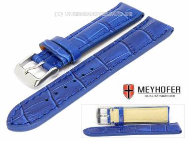 Watch band -Valencia- 24mm blue alligator grain stitched by MEYHOFER - Bild vergr��ern 