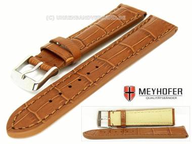Watch band -Valencia- 18mm brown alligator grain stitched by MEYHOFER - Bild vergr��ern 