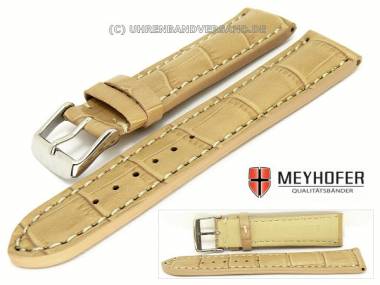 Watch band -Valencia- 18mm beige alligator grain stitched by MEYHOFER - Bild vergr��ern 
