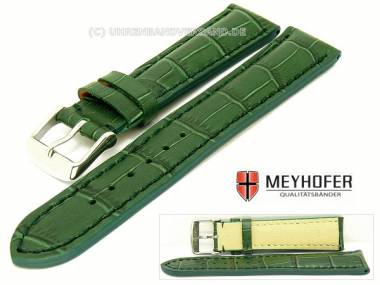 Watch band -Valencia- 24mm dark green alligator grain stitched by MEYHOFER - Bild vergr��ern 