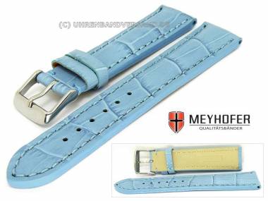 Watch band -Valencia- 22mm light blue alligator grain stitched by MEYHOFER - Bild vergr��ern 