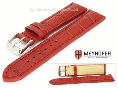Watch band -Valencia- 20mm red alligator grain stitched by MEYHOFER - Bild vergr��ern 