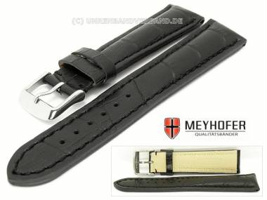 Watch band -Valencia- 18mm black alligator grain stitched by MEYHOFER - Bild vergr��ern 