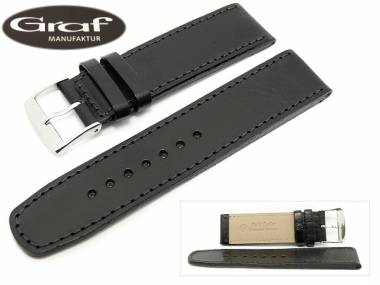 Watch band -Champion- 24mm black rustic style boxcalf leather by Graf (width of buckle 22 mm) - Bild vergr��ern 