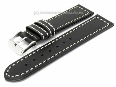 Watch band 22mm saddle leather smooth white stitching (width of buckle 20 mm) - Bild vergr��ern 