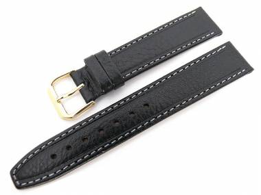 Watch band 18mm black grained surface light stitching - Bild vergr��ern 