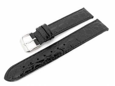 TOP: Watch band leather black 18mm Croco Grain (Cayman) glossy - Bild vergr��ern 