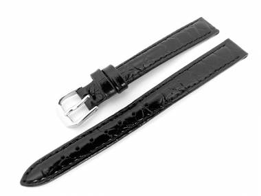 Watch band leather XL black 14mm Croco Grain (Cayman) glossy - Bild vergr��ern 